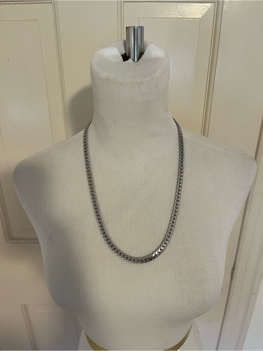 Silver Curb Chain Necklace Stainless Steel